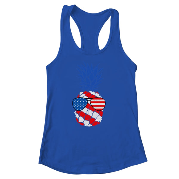 Hawaiian Pineapple American Flag Sunglasses 4th of July Women s Ideal Racerback Tank Royal 600x.jpg