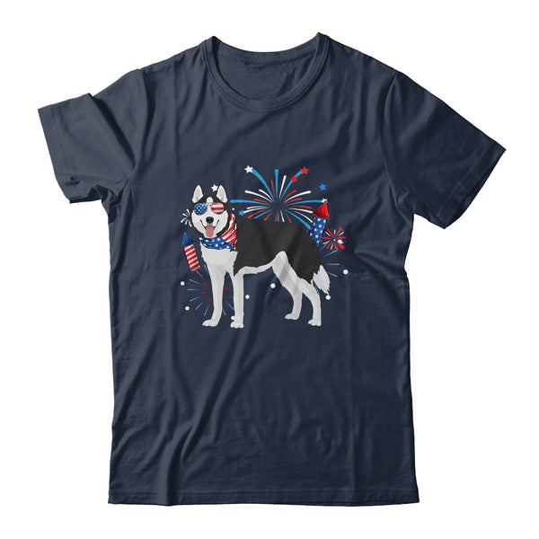 Siberian Husky Dog American USA Flag 4th of July women Lover Classic T Shirt Navy 600x 1.jpg