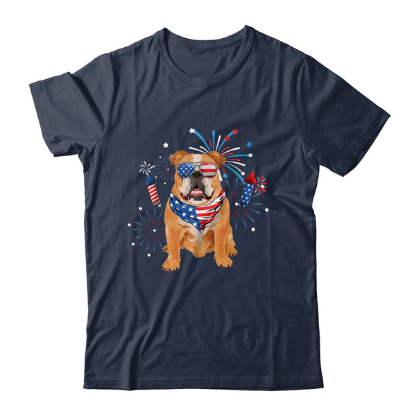 Bulldog Dog American USA Flag 4th of July Men women Lover Classic T Shirt Navy 600x.jpg