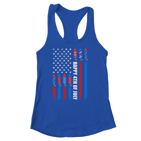 Happy 4th Of July American Flag Fireworks Patriotic Women s Ideal Racerback Tank Royal 600x 1.jpg