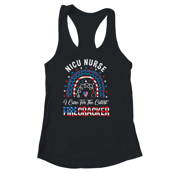 I Care For The Cutest Firecracker Nicu Nurse 4th Of July Women s Ideal Racerback Tank Black 600x.jpg
