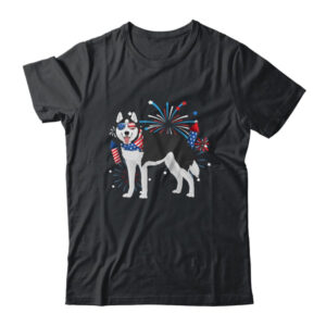 Siberian Husky Dog American USA Flag 4th of July women Lover Classic T Shirt Black 600x 2.jpg