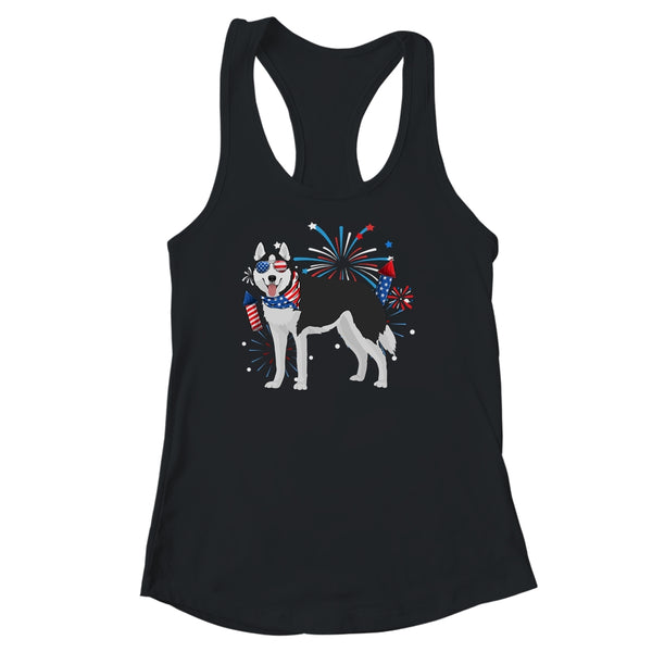 Siberian Husky Dog American USA Flag 4th of July women Lover Women s Ideal Racerback Tank Black 600x 2.jpg