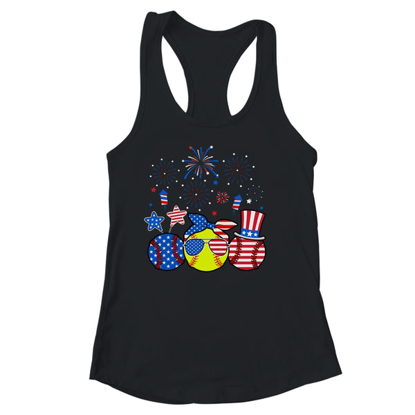 Softball Lover Patriotic 4th Of July Independence Day Women s Ideal Racerback Tank Black 600x 1.jpg