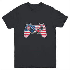 4th Of July Video Game Gamer Kids Boys Men USA Flag Youth Youth T Shirt Black 600x 1.jpg