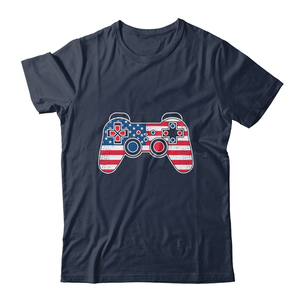 4th Of July Video Game Gamer Kids Boys Men USA Flag Classic T Shirt Navy 600x.jpg