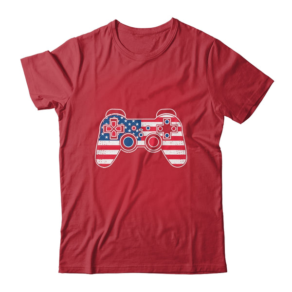 4th Of July Video Game Gamer Kids Boys Men USA Flag Classic T Shirt Red 600x.jpg