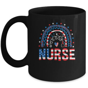 Nurse Stethoscope Rainbow Memorial Day 4th Of July Nursing Mug 11oz Mug Black front 600x.jpg