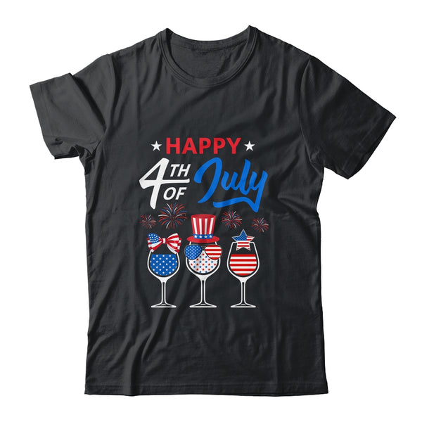 Red White Blue Wine Glass USA Flag Happy 4th Of July Classic T Shirt Black 600x.jpg