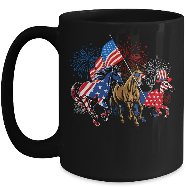 Happy 4th Of July American Flag Red White Horse And Blue Mug 15oz Mug Black 600x.jpg