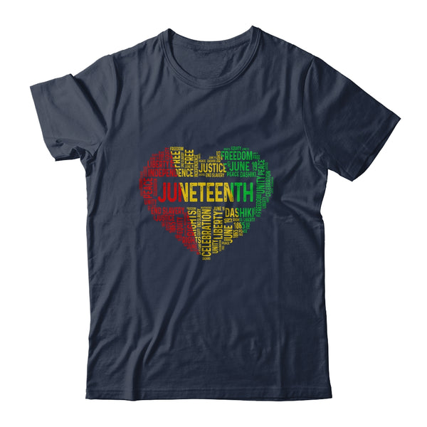 Juneteenth Heart Black History Afro American African Freedom Classic T Shirt Navy 600x.jpg