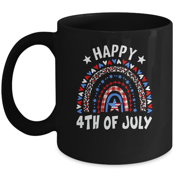 American Flag Rainbow Happy 4th Of July USA Mug 11oz Mug Black front 600x.jpg