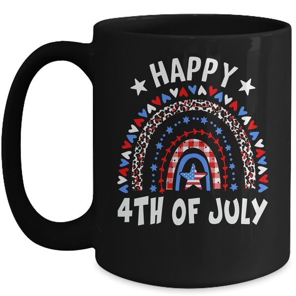 American Flag Rainbow Happy 4th Of July USA Mug 15oz Mug Black front 600x.jpg