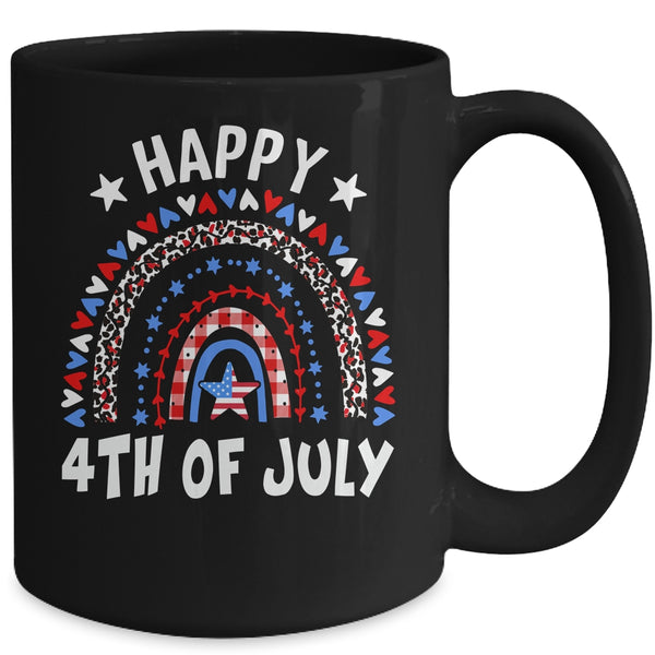 American Flag Rainbow Happy 4th Of July USA Mug 15oz Mug Black back 600x.jpg