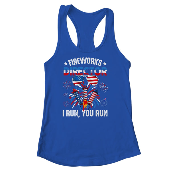 Fireworks Director If I Run You Run Funny 4th Of July Women s Ideal Racerback Tank Royal 600x 1.jpg
