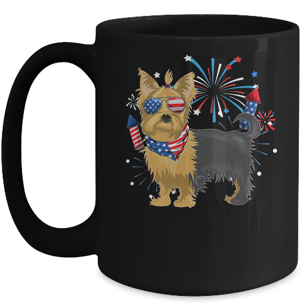Yorkie Dog American USA Flag 4th of July Men women Lover Mug 15oz Mug Black front 600x 1.jpg