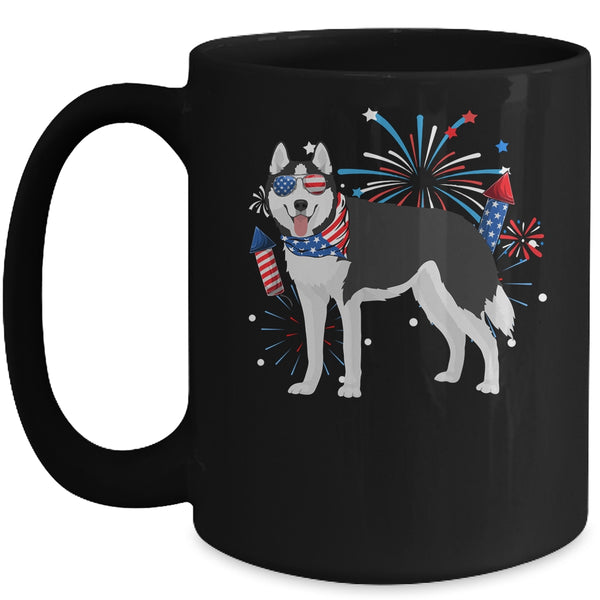 Siberian Husky Dog American USA Flag 4th of July women Lover Mug 15oz Mug Black front 600x 1.jpg