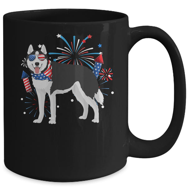 Siberian Husky Dog American USA Flag 4th of July women Lover Mug 15oz Mug Black back 600x 1.jpg