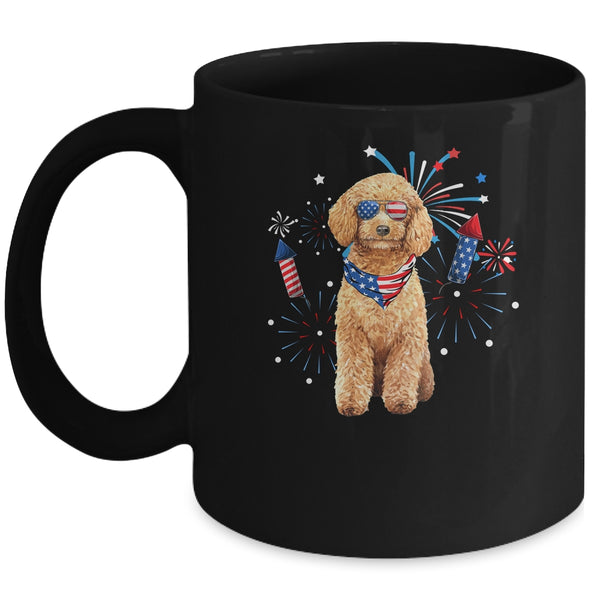 Poodle Dog American USA Flag 4th of July Men women Lover Mug 11oz Mug Black front 600x.jpg