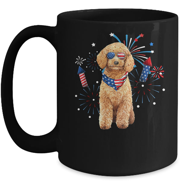 Poodle Dog American USA Flag 4th of July Men women Lover Mug 15oz Mug Black front 600x.jpg