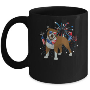 Pitbull Dog American USA Flag 4th of July Men women Lover Mug 11oz Mug Black front 600x 2.jpg