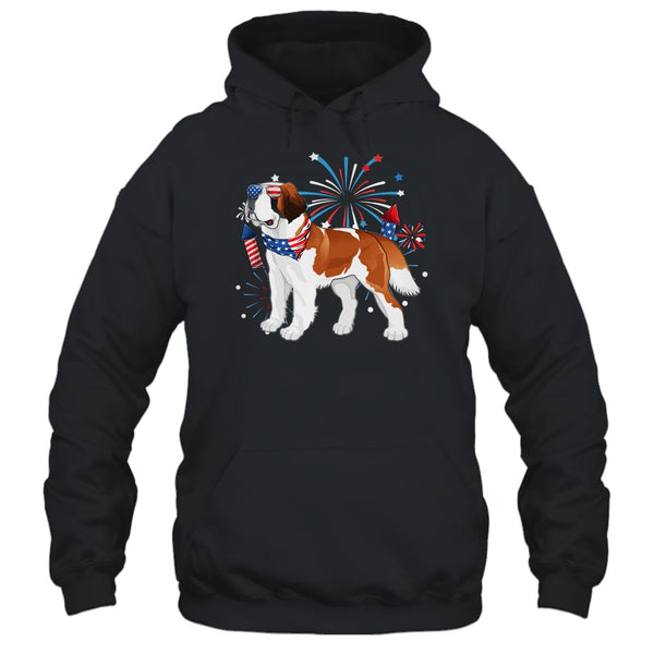 Saint Bernard Dog American USA Flag 4th of July women Lover Pullover Hoodie Black 600x 2.jpg