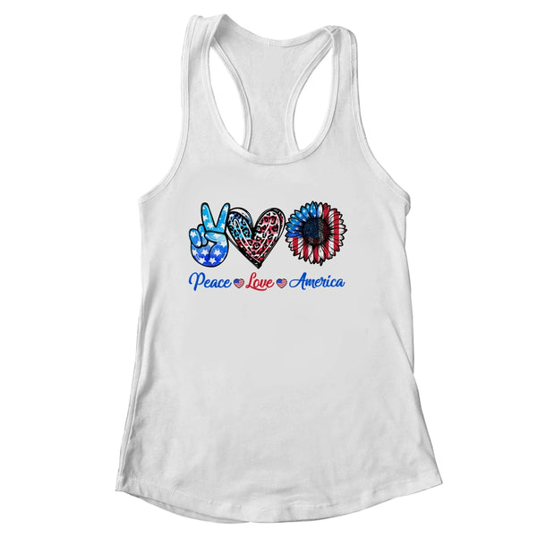 Peace Love America Sunflower Funny 4th Of July Fireworks Women s Ideal Racerback Tank White 600x 1.jpg