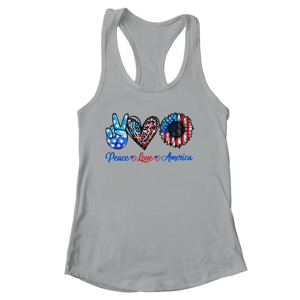 Peace Love America Sunflower Funny 4th Of July Fireworks Women s Ideal Racerback Tank Heather Grey 600x 1.jpg