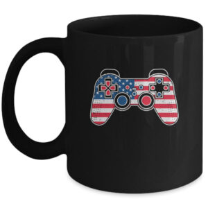 4th Of July Video Game Gamer Kids Boys Men USA Flag Mug 11oz Mug Black front 600x.jpg