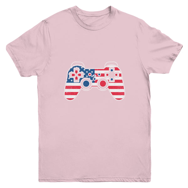 4th Of July Video Game Gamer Kids Boys Men USA Flag Youth Youth T Shirt Light Pink 600x 2.jpg