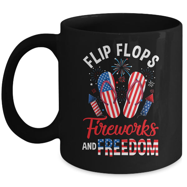 Flip Flops Fireworks And Freedom 4th Of July Independence Mug 11oz Mug Black front 600x.jpg