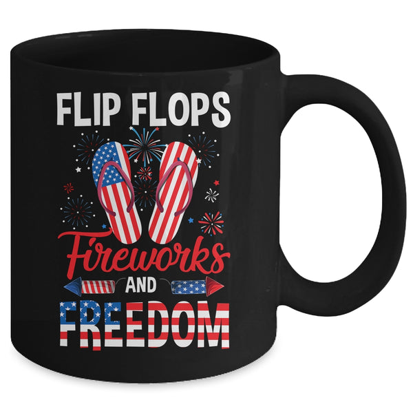 Flip Flop Fireworks And Freedom Independence Day July of 4th Mug 11oz Mug Black back 600x.jpg