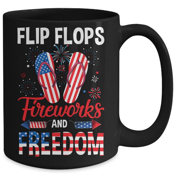 Flip Flop Fireworks And Freedom Independence Day July of 4th Mug 15oz Mug Black back 600x.jpg
