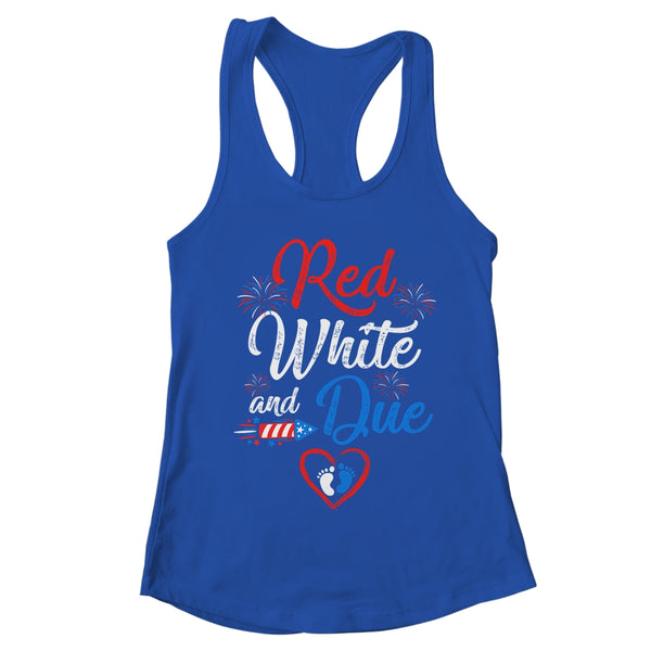 Red White And Due 4th Of July Pregnancy Independence Day Women s Ideal Racerback Tank Royal 600x.jpg