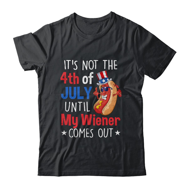 Funny 4th Of July Hot Dog Wiener Comes Out Humor Classic T Shirt Black 600x.jpg