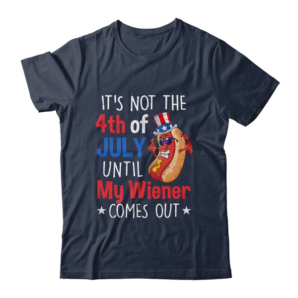 Funny 4th Of July Hot Dog Wiener Comes Out Humor Classic T Shirt Navy 600x.jpg