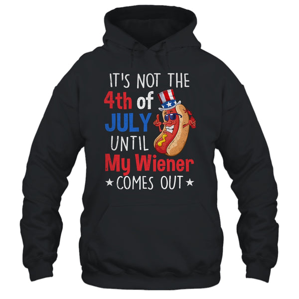 Funny 4th Of July Hot Dog Wiener Comes Out Humor Pullover Hoodie Black 600x.jpg