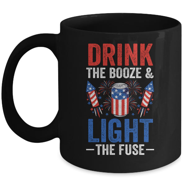 Drink the Booze and Light the Fuse 4th July Beer Fireworks Mug 11oz Mug Black 600x.jpg