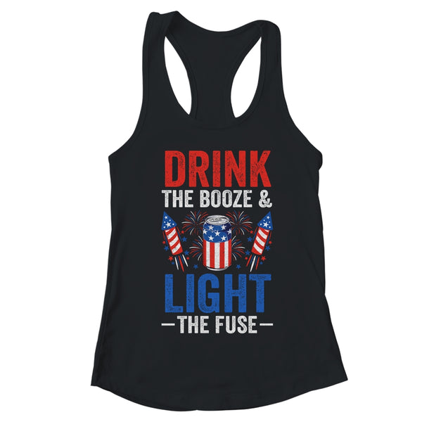 Drink the Booze and Light the Fuse 4th July Beer Fireworks Women s Ideal Racerback Tank Black 600x.jpg