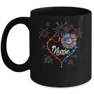 Patriotic Nurse 4th Of July American Flag Sunflower Love Mug 11oz Mug Black 600x 1.jpg