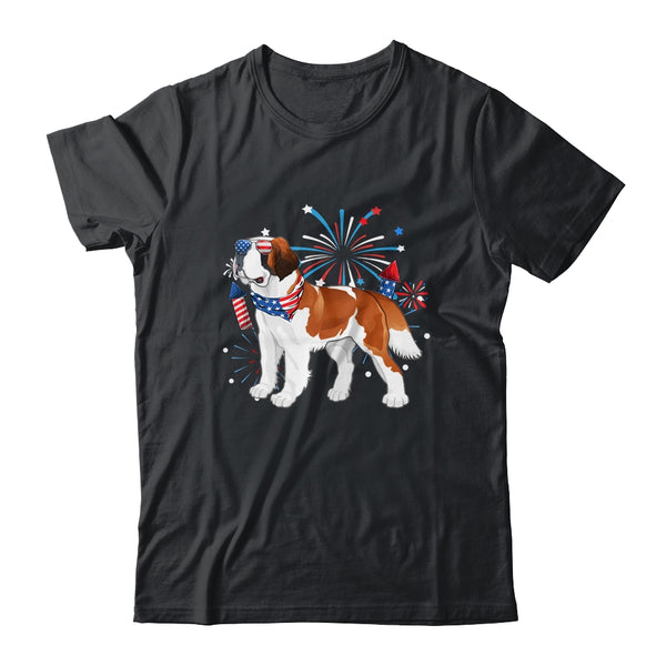 Saint Bernard Dog American USA Flag 4th of July women Lover Classic T Shirt Black 600x 3.jpg