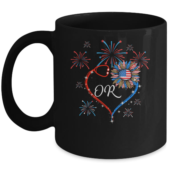 Patriotic OR Nurse 4th Of July American Flag Sunflower Love Mug 11oz Mug Black front 600x 1.jpg