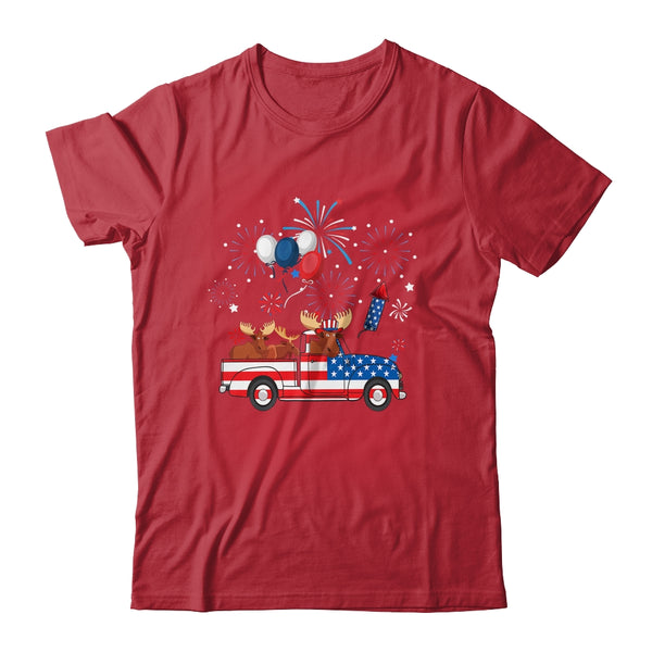 Funny Moose Riding Red Truck USA Flag Patriotic 4th Of July Classic T Shirt Red 600x 2.jpg