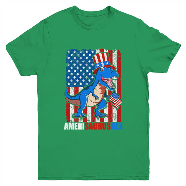 Dinosaur 4th of July Kids Boys Men Amerisaurus T Rex Funny Youth Youth T Shirt Irish Green 600x 2.jpg