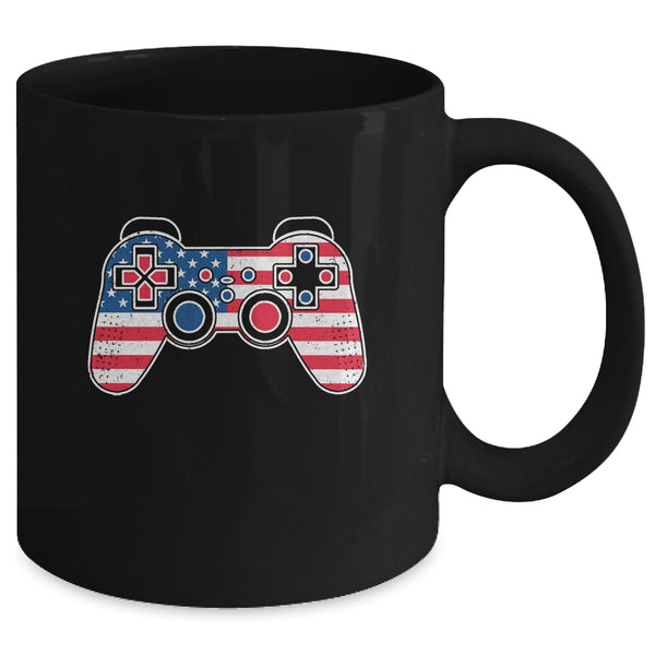 4th Of July Video Game Gamer Kids Boys Men USA Flag Mug 11oz Mug Black back 600x 1.jpg