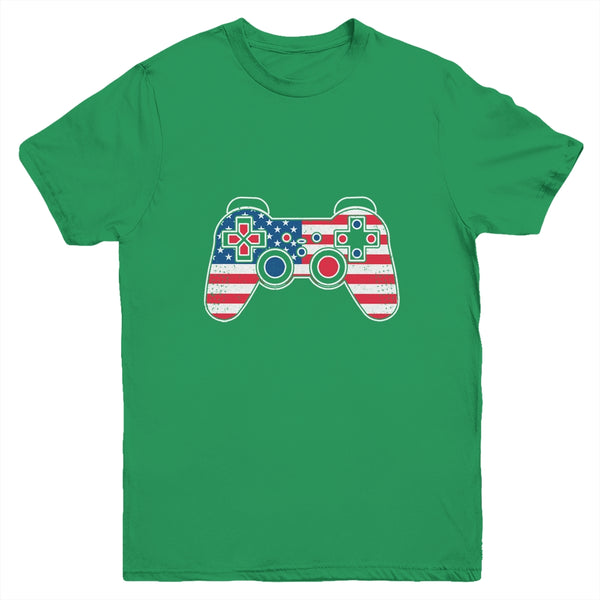 4th Of July Video Game Gamer Kids Boys Men USA Flag Youth Youth T Shirt Irish Green 600x 3.jpg