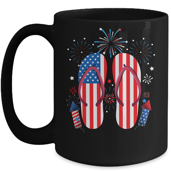 Memorial Day 4th of July Holiday Patriotic Flip Flops Mug 15oz Mug Black front 600x 2.jpg