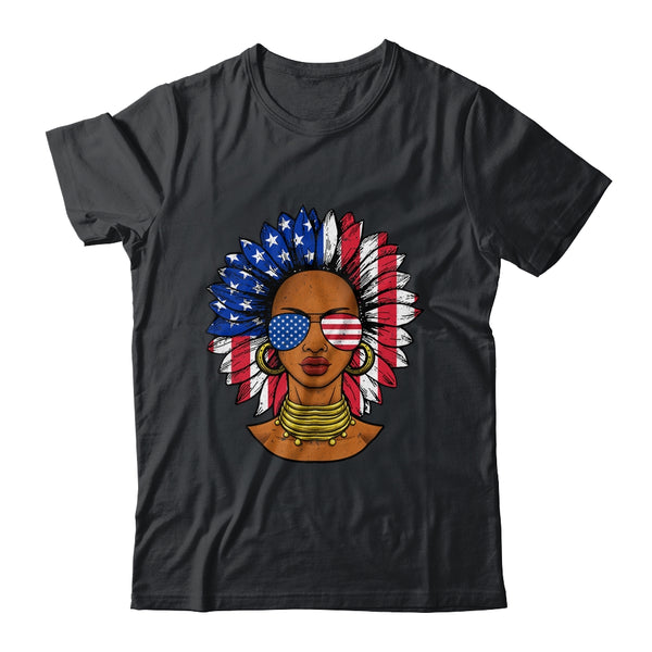 Afro Sunflower African American 4th Of July Melanin Classic T Shirt Black 600x.jpg