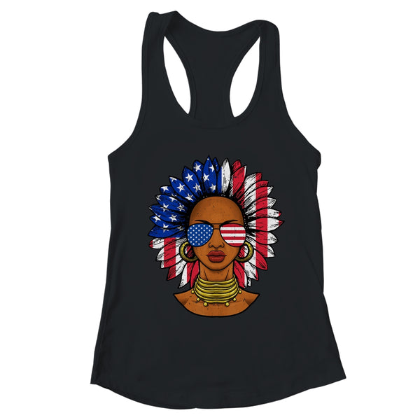 Afro Sunflower African American 4th Of July Melanin Women s Ideal Racerback Tank Black 600x.jpg