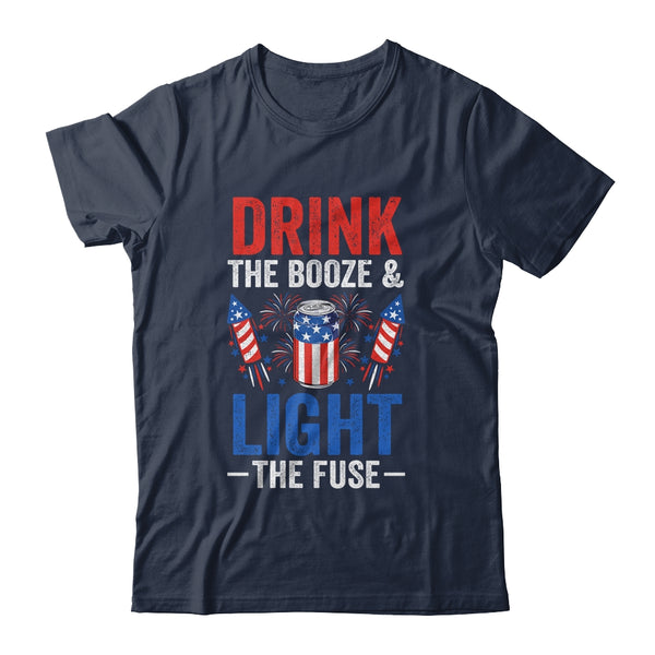 Drink the Booze and Light the Fuse 4th July Beer Fireworks Classic T Shirt Navy 600x 1.jpg